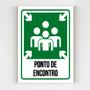 Imagem de Kit 5 Placas de sinalização ponto de encontro mdf a4 20x29