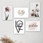 Imagem de Kit 5 Placas Decorativas Flores Abstrato 20x30