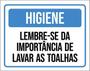 Imagem de Kit 5 Placas Higiene Lembre-Se Importância Lavar Toalhas