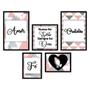 Imagem de Kit 5 Placas Quadros Decorativos Mdf Frases Amor Gratidão Fé