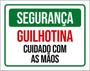 Imagem de Kit 5 Placas Segurança Guilhotina Cuidado Com As Mãos