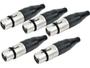 Imagem de Kit 5 Plug Conector Xlr Canon Fêmea Linha Santo Angelo Sa2x