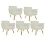Imagem de Kit 5 Poltronas Cadeira Decorativa Cloe  Pé Palito Para Sala de Estar Recepção Escritório Corinho Branco - Damaffê Móveis