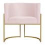 Imagem de Kit 5 Poltronas Decorativa Sala de Estar Luana Base Gold Suede Rosa Claro - Montanaris Decor