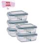 Imagem de Kit 5 Pote de Vidro Hermético Com Divisoria 640ml Marmita