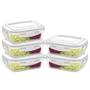 Imagem de Kit 5 Potes de Vidro 640ml Hermético c/ Tampa Vedação de Silicone Marmita Fitness Saladas Frutas