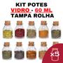 Imagem de Kit 5 Potes de Vidro com Rolha 60ml - Porta Temperos