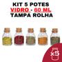 Imagem de Kit 5 Potes de Vidro Penicilina Acompanha 5 Potes de vidro 60Ml com Tampas Tipo Rolha