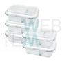 Imagem de Kit 5 Potes Hermético Marmita de Vidro Retangular Com Divisória 1010ml Com Tampa BPA Free: Cozinha Organizada, Sustentabilidade e Alimentos Frescos