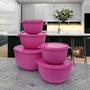 Imagem de Kit 5 Potes Plastico Redondos Bowl Rosa Livre Bpa