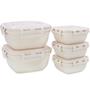 Imagem de Kit 5 Potes Quadrado 3x 400ml + 2x 1400 ml Marmita C/ Tampa Comida Micro-ondas Kit - Rischioto