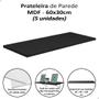 Imagem de Kit 5 Prateleira 60x30cm 100% Mdf Para Trilho Mão Francesa Preto