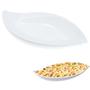 Imagem de Kit 5 Pratos Travessas 50 Cm em Melamina Premium Branco com Formato de Folha Buffet Restaurante Bestfer