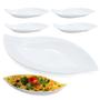 Imagem de Kit 5 Pratos Travessas 50 Cm em Melamina Premium Branco com Formato de Folha Buffet Restaurante Bestfer