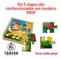 Imagem de Kit 5 Quebra Cabeça  9 peças Jogo Pedagógico Animais Infantil Brinquedo Safari