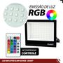 Imagem de Kit 5 Refletor Holofote RGB Led Slim 100w Colorido c/ controle Bivolt Resiste Água Blindado- Avant