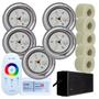Imagem de Kit 5 Refletores Led 9w RGB Inox e Adaptadores 50mm e Comando Iluminação Piscina