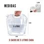Imagem de Kit 5 Saco Para Armazenagem de Líquidos e Grãos Com Tampa Dosadora BPA Free 5 Litros Galão Reutilizável