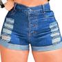 Imagem de Kit  5 Shorts Jeans Feminino cintura alta Coleção Barra Dobrada
