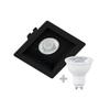 Imagem de Kit 5 Spot Embutir Mr16 Quadrado Recuado Preto + Lâmpada Dicroica 4,8w 6500k