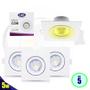 Imagem de Kit 5 Spot LED 7w 5w 3w Quadrado Redondo Branco Quente Casa Quarto Sala Rebaixamento Teto L&D