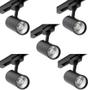 Imagem de Kit 5 Spots Para Trilho 10w 3000K Preto 2 em 1 Embu Led