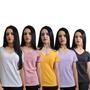 Imagem de Kit 5 T Shirt Feminina Camiseta Blusa Gola V Podrinha Premium Cores Variadas