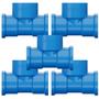 Imagem de Kit 5 Te Soldável Com Bucha Latão Rosca PVC Azul Canos Tubos Água Fria De 1/2" Polegadas 20mm Tigre