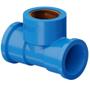 Imagem de Kit 5 Te Soldável Com Bucha Latão Rosca PVC Azul Canos Tubos Água Fria De 1/2" Polegadas 20mm Tigre