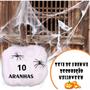 Imagem de Kit 5 Teias Brancas c/ 10 Aranhas de Decoração p / Halloween