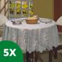 Imagem de Kit 5 toalhas para mesa redonda em renda branca com 1,4m