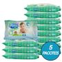 Imagem de Kit 5 Toalhas Umedecidas Baby Nature Plus Com Extrato de Aloe Vera com 50 unidades