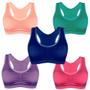 Imagem de Kit 5 Top Com Bojo Removível Nadador Feminino Treino Fitness Academia Liso Sutiã Soutien