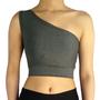 Imagem de Kit 5 Tops Femininos Cropped Regata Um Ombro Mula Manca Lisos Cores Sortidas Suplex Pp ao Plus Size