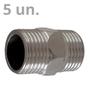 Imagem de Kit 5 un. Niples Cromado Aço Inox 1/2x1/2 pol. Conexão Mangueiras Rosca Externa