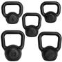 Imagem de Kit 5 Unidades de Kettlebells de Ferro Pintado Preto 4Kg 6Kg 8Kg 10Kg e 12Kg