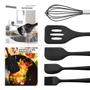 Imagem de Kit 5 Utensílios Jogo de Cozinha de Silicone com Espatulas Pincel e Batedor Manual - Preto