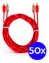 Imagem de Kit 50 cabos rca cristal matte 1m injetado para som automotivo