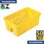 Imagem de Kit 50 Caixa de Luz Embutir 4x2 Pvc Tramontina Retangular Amarela 57500/041