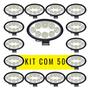 Imagem de Kit 50 Faróis Led Oval 8 Led 24W 12V 24V Branco Jeep Trator