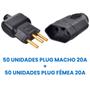 Imagem de Kit 50 Plug Pino Macho 20a 2P+T com 50 Tomada Fêmea 20a 2P+T