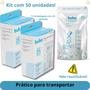 Imagem de Kit 50 Sacos Descartáveis Armazenar Leite Materno 200ml Bebê