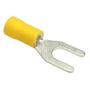 Imagem de Kit 50 Terminais Conectores Forquilha Garfo Amarelo Pré Isolado Nylon Energia Elétrico 4mm a 6mm M6