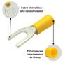 Imagem de Kit 50 Terminais Conectores Forquilha Garfo Amarelo Pré Isolado Nylon Energia Elétrico 4mm a 6mm M6