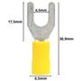 Imagem de Kit 50 Terminais Conectores Forquilha Garfo Amarelo Pré Isolado Nylon Energia Elétrico 4mm a 6mm M6