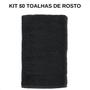 Imagem de Kit 50 Toalhas de Rosto Preta para Salão e Barbearia Básica 100% Algodão