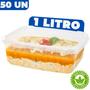 Imagem de Kit 50 unid. Pote Plástico Retangular Descartável 1000 ML Com Tampa Bpa Free
