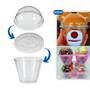 Imagem de Kit 500un Copo 266ml Pet Transparente 9 OZ/98 + Tampa Bolha SEM Furo + Tampa Reta SEM Furo Bompack