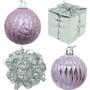 Imagem de Kit 55 Peças Tubo Natalino Enfeite Árvore De Natal Rosa 5cm