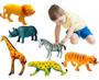 Imagem de Kit 6 Animais Selvagens Borracha Brinquedos Grande Educativo